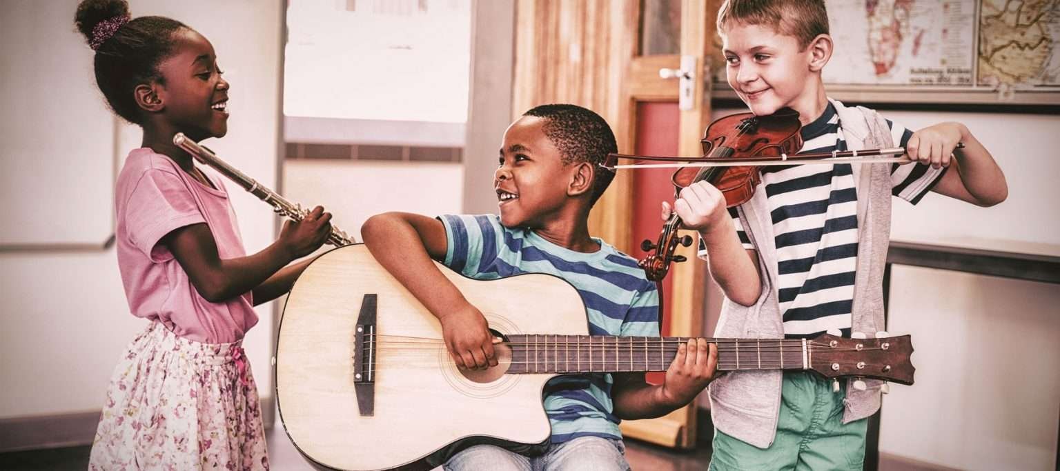 Kids having fun in their music lessons